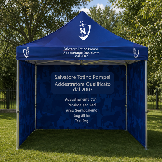 Gazebo 3x3m Tetto + Fondale + Mezzi lati personalizzati