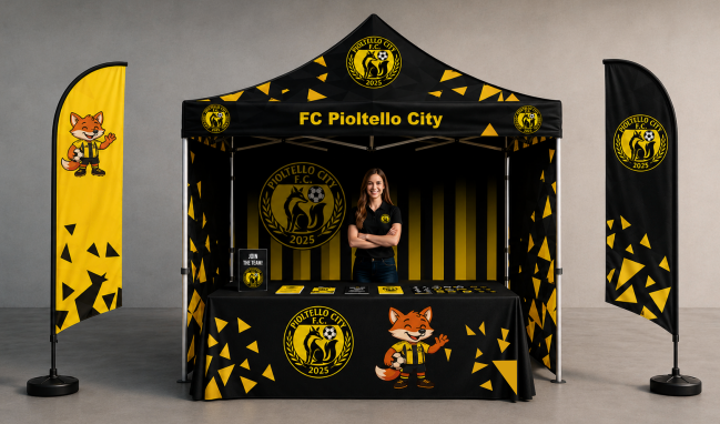 Gazebo 3x3m Tetto + Fondale + Mezzi lati personalizzati