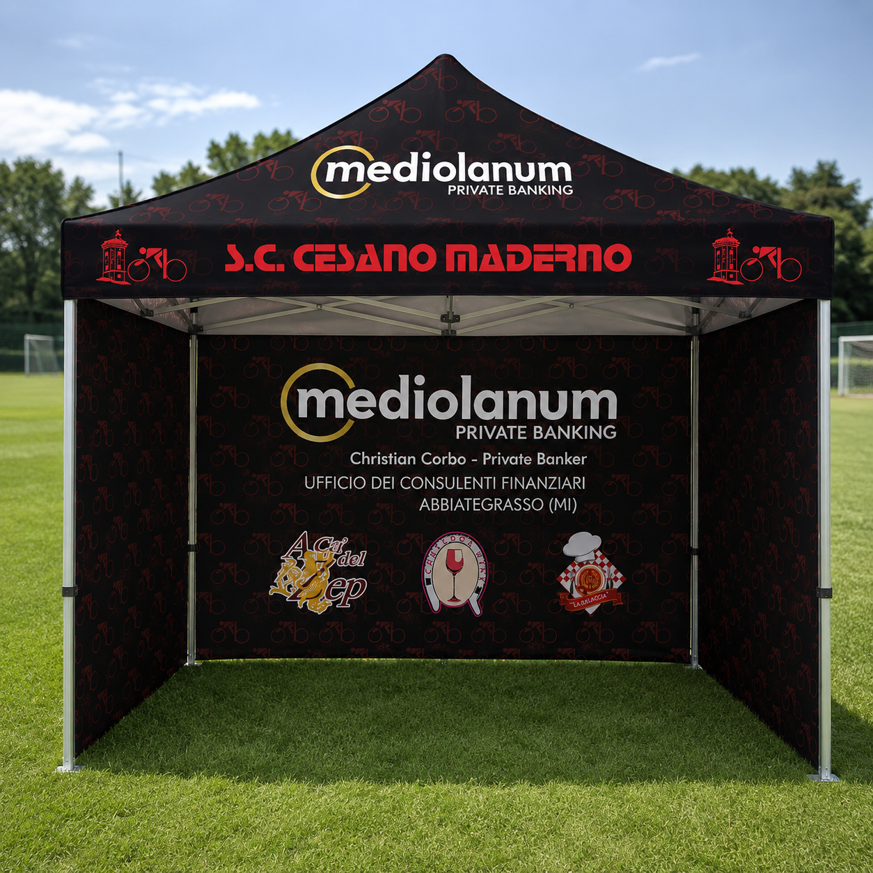 Gazebo 3x3m Tetto + Fondale + Mezzi lati personalizzati
