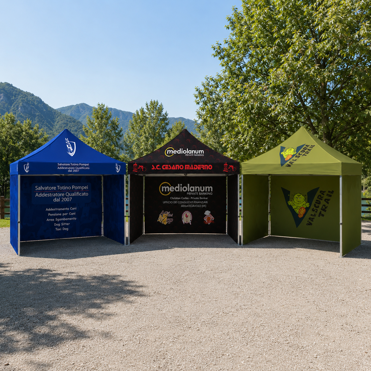 Gazebo 3x3m Tetto + Fondale + Lati personalizzati