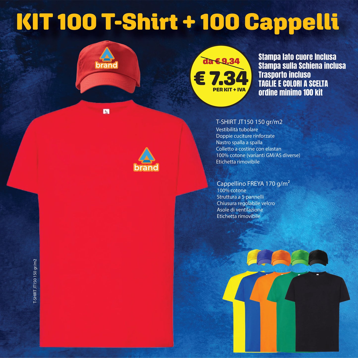 Offerta 100 Kit (T-Shirt + Cappelli)